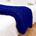 Wttfc Chunky Knit Throw Blanket, Handmade Soft Chenille Yarn Throw Blanket, Thick Cable Knitted Blankets, Large Rope Knot Crochet Blankets for Couch Sofa Bed Home Decor,Navy Blue,100x150cm