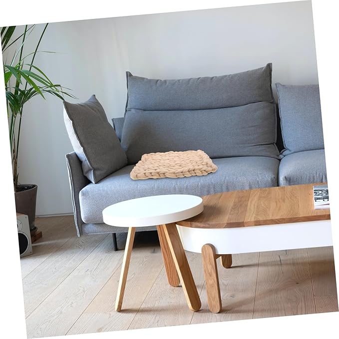 0.35kg Handmade Chunky Knit Throw Blanket Soft Cozy Large Breathable Knit for Sofa Chair Bed Stylish Nordic Design Beige