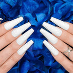 Hypnaughty 24 Pcs Classic White Glossy Extra Long Coffin Press On Nails and Glue XL Reusable Solid Color Luxury False Nails (Classic White)