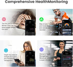 Smart Ring for Women & Men - IP68 Waterproof Fitness Tracker with Long Lasting Batteries, 28-Language App, Sleep/Step/Heart Rate Monitor, Compatible with iOS & Android (Silver, 8)