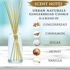 Urban Naturals Gingerbread Cookie Reed Diffuser Set - Warm Vanilla, Nutmeg, Cinnamon & Ginger - Made in the USA