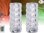 16 Colors Rose Rays Crystal Diamond Table Lamp, Touch Control Acrylic Column Light with Remote, Type-C Rechargeable, 360 Degree Transparent Shade for Bedroom Desk Décor (2, Large)