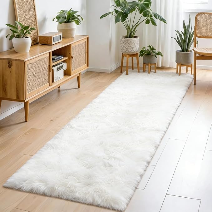 2x4 Non-Slip Shaggy Runner Rug, Ultra Soft Fluffy Plush Modern Indoor Area Rug for Hallway Bedroom Living Room Kitchen Entryway Fuzzy Carpet