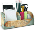 QIELIZI PU Leather Supply Organizer,Remote Control Holder Multifunctional Office Stationery Storage Box Organizer,Pencil Holders Organizers Table Top Desktop Desk Accessories(1-Vintage Map)
