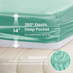 Love's cabin Satin King Sheet Sets - 4 Piece Aqua Silky Sheets King Size Bed Set with Deep Pocket, Luxury Silk Feel King Size Satin Sheet Set (1 Flat Sheet,1 Fitted Sheet,2 Pillow Cases)