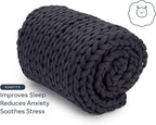 Nuzzie Original Knit Weighted Blanket - Breathable, Cooling, Hand Made Knit Throw Blanket for Sleep - Machine Washable, Stylish Design (Charcoal, Full | 16lbs | 48"x72")
