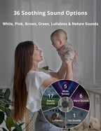 FOXFINE Portable Sound Machine, Travel White Noise Machine with 36 Soothing Sounds, Focus Light & Headphone Jack, Timer & Memory for Sleeping, Baby, Adults, Black