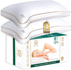 Royal Therapy King 2 Pack Memory Foam Pillow, Adjustable Shredded Odor-Free Cut-Out Bed Pillow for Neck & Shoulder Pain Relief, Breathable Support for Back, Stomach, Side Sleepers, BioForm