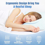 CushyOasis Shredded Memory Foam Pillow for Sleeping, Cooling Bed Pillows Set of 2, Adjustable Pillows for Side, Back, Stomach Sleepers with Washable Pillowcase (King Size, Blue)
