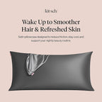 Kitsch Satin Pillowcase with Zipper for Hair & Skin - Softer Than Silk Pillow Cases, Smooth Cooling Satin Pillow Case, Wrinkle-Free, Machine Washable - King Size Satin Pillow Case (19x36) - Charcoal