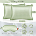 my novel things Satin Pillowcase for Sleeping Women Birthday Gift Set, 2Pack Standard Size Silky Pillow Cases 7P Set for Her Mom Friend Sister Wife