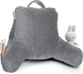 Clara Clark Reading Pillow for Kids & Teens with Shredded Memory Foam, Backrest Pillows for Reading, Watching, and Gaming, Use on The Couch, Bed, or Floor, Adjustable Support, Washable Cover Grey