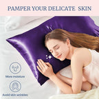 BEDELITE Satin Pillowcase for Hair and Skin, Super Soft and Cooling Similar to Silk Pillow Cases 2 Pack with Envelope Closure, Gift for Women Men(20"x40" King Size, Plum Purple)