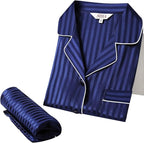 SIHA Satin Silk Pajamas for Women Pajama Set With Long Sleeve Button-Down Satin Pajamas Sleepwear XS-3XL