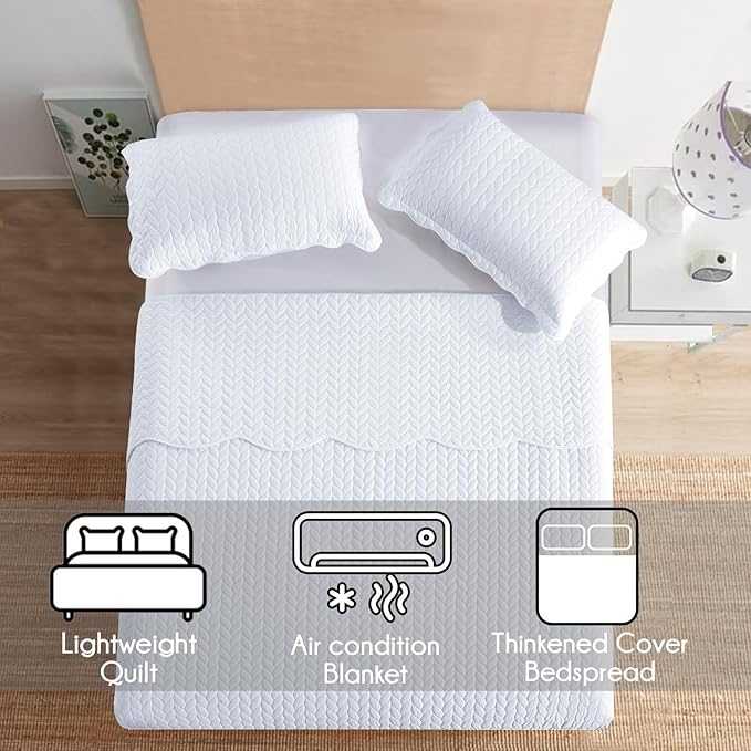 IR Imperial Rooms 8 Pack Quilt King Size Bedding (106" x 96") - Bulk Wholesale for Hotels, Guest Bedroom & Airbnbs - Lightweight Microfiber Reversible Embossed Quilts Bedspread (White)
