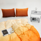 CLOTHKNOW Orange Yellow King Size Comforter Set 3Pcs Velvet Bedding Sets Soft Dark Yellow Comforter with 2 x Pillow Cases