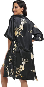Women's Satin Robes Set with Nightgown Silk Kimono Pajamas 2 Piece Sleepwear Camisole Wedding Bride Gown Set