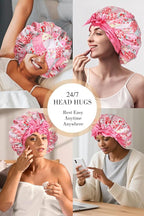 Double Layer Satin Bonnet with Detachable Eye Mask Night Cap for Curly Braids Hair Reduces Frizz Locks in Moisture