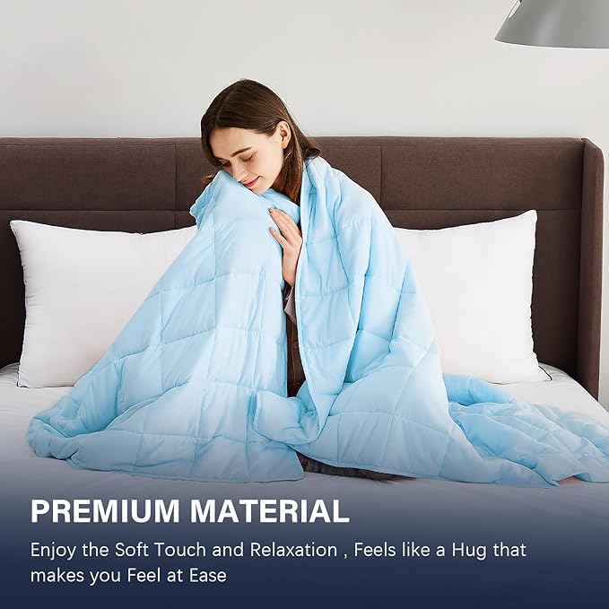 CuteKing Weighted Blanket for Adults: Weighted Blanket with Premium Glass Beads - Breathable Heavy Blanket for Comfort Sleep - Thick Blanket for Adult All Season (20lbs, 80"x87", Light Blue)