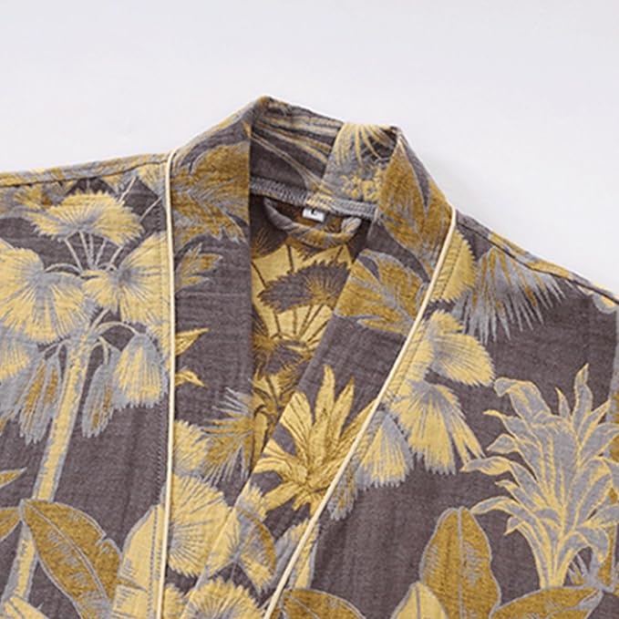 Womens Boho Floral Print Robe Lightweight Short Sleeve Bathrobe Soft Kimono Robes V-neck Loungewear with Pockets