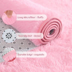 YJ.GWL Soft Area Rugs Fluffy Runner Rug for Bedroom Living Room 2x6 Feet, Pink Shag Rug Plush Carpet Non Slip for Nursery Dorm, Fuzzy Bedside Rug for Kids Boys Girls Room Home Decor