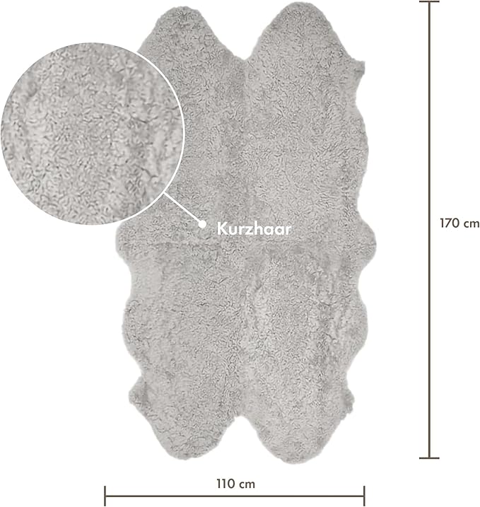 Nordic Sheep Real Sheepskin Rug 4x6 ft | Sheepskin Rugs for Living Room and Sofa | Large Bedside Rugs for Bedrooms is Breathable & Heat-regulating | Fluffy Rug in Color Light Grey