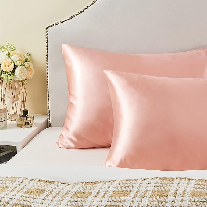 BEDELITE Satin Pillowcase for Hair and Skin, Super Soft Similar to Silk Pillow Cases 4 Pack with Envelope Closure, Cooling Pillowcases for Women Men (20"x30" Queen Size, Coral)