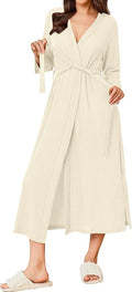 Ekouaer Women's Robe Long Waffle Knit Bathrobe Lightweight Soft Kimono Robes Loungewear S-XXL