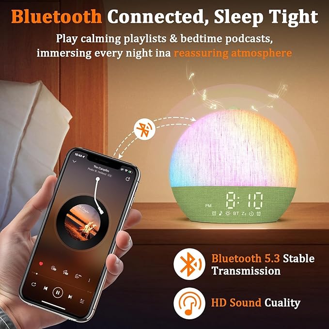 Thybro Light Sunrise Alarm Clock: 10-60 Mins Gradual Sunrise & Natural Sounds Gentle Wake up for Heavy Sleepers - 3-Step Easy Setup with Dual Alarms - 30 Sleep Sounds White Noise Machine