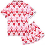 QPANCY Kids Satin Pajamas Sets Baby Boy Girl Button-Down Silk Sleepwear 2 Piece Short Sleeve Loungewear Clothes Set