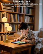 Lightdot Modern Gold Globe Table Lamp Dimmable Mid Century 3-Light Desk Lamp 3000K Warmwhite Nightstand Lamp for Bedroom Bedside End Table(G9 Bulb Included)