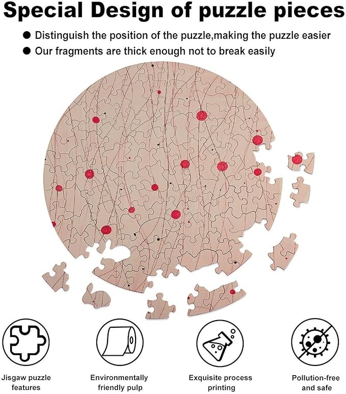 120 PCS Jigsaw Puzzle for Adults Personalized Picture Puzzle Light Peach Pattern Customized Wooden Puzzle for Family, Birthday, Wedding, Game Nights Gifts Animal Alien Shape Puzzle