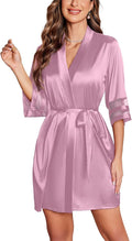 Ekouaer Women's Satin Robe Silk Kimono Bathrobe Bridesmaid Wedding Bridal Party Robes 3/4 Bell Sleeve Sleepwear S-XXL