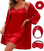 EPLAZA Bride Robe for Wedding Day Set Bridal Robes Satin Robe with Sexy Silk Lingerie for Bachelorette Party Getting Ready