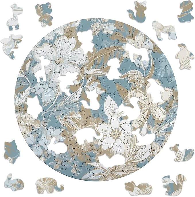 120 PCS Jigsaw Puzzle for Adults Personalized Picture Puzzle Light Peach Flowers Customized Wooden Puzzle for Family, Birthday, Wedding, Game Nights Gifts Animal Alien Shape Puzzle