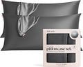 Kitsch Satin Pillowcase with Zipper for Hair & Skin - Softer Than Silk Pillow Cases, Smooth Cooling Satin Pillow Case, Wrinkle-Free, Machine Washable, King Size Satin Pillow Case 19x36, Charcoal, 2pc