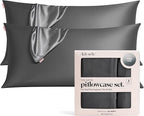 Kitsch Satin Pillowcase with Zipper for Hair & Skin - Softer Than Silk Pillow Cases, Smooth Cooling Satin Pillow Case, Wrinkle-Free, Machine Washable, King Size Satin Pillow Case 19x36, Charcoal, 2pc