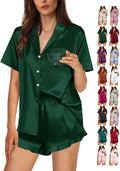 WJing Yi Jia Ruffle Pajama Sets For Women XS-4XL Womens Silk Satin Pajamas Set Silky Sleepwear Pj Sets Nightwear Loungewear