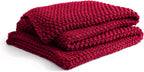 YnM Chunky Cotton Knit Throw Blanket, Cable Knit Throws for Bed Couch Sofa, Comfy & Relaxing, Decorative Piece for Farmhouse Modern Boho Rustic Scandinavian Chic Vibe, Red 80x87 Inches