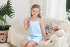 Weixinbuy Girls Pajamas Silk PJS Set Sleeveless Pajama Tank Elastic Waist Shorts Sleepwear Kids Summer Nightwear Clothes Set