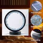 Runyangshi Celestite Night Light 8.6" Natural Healing Crystal Bedside USB Port 3 Colours Dimming Mode Bedroom Lamp Suitable Night Lamp Ideal Gift