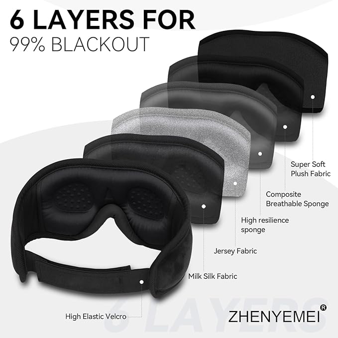Bluetooth Sleep Headphones Bluetooth Sleep Mask | 3D Eye Mask for Sleeping | 16hrs Playingtime | Light Blocking Eye Mask | Auto - Off Timer | Best for Sleeper | Travel