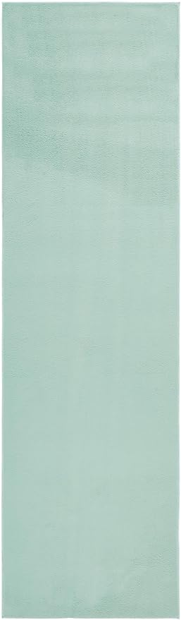 SAFAVIEH Washable Rug Faux Rabbit Fur Shag Collection - 2'3" x 8' Runner, Sage, Slip Resistant & Easy Cleaning, Ideal for Living Room, Hallway, Foyer, Nursery, Bedroom, Boys & Girls Room (FRF100W)