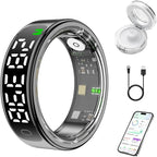 Smart Health Ring for Women Men, Smart Ring Fitness Tracker for iOS Android, Heart Rate, Blood Oxygen, Blood Pressure, Sleep Monitoring,5ATM Waterproof, No Subscription Fee (Black, 11#)