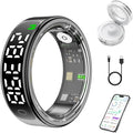 Smart Health Ring for Women Men, Smart Ring Fitness Tracker for iOS Android, Heart Rate, Blood Oxygen, Blood Pressure, Sleep Monitoring,5ATM Waterproof, No Subscription Fee (Black, 8#)