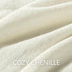 Chenille Throw Blanket for Couch 60"X 80" Twin, Soft Cozy Throws with Fringe Tassel for Bed Sofa Chair Cover, Lightweight Knitted Decorative Boho Blankets for Living Room, Ivory White