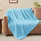 BEDELITE Light Blue Throw Blanket Twin Size for Bed- Super Soft and Warm 3D Checkered Fluffy Fuzzy Fleece Blanket, Luxurious Plush Cozy Blanket for Room Decor Fall and Winter, 60x80 inches