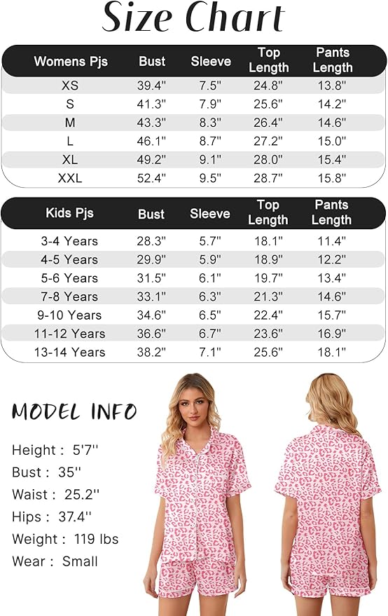 Girls & Womens Satin Pajamas Set, Silk Button-Down Sleepwear 2 Piece Nightwear, 3 Years - Women XXL