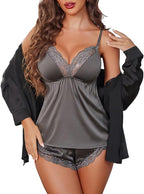 Avidlove Satin Pajamas Set Womens Lace Sleepwear Sexy Lingerie Cami Shorts Set S-XXL