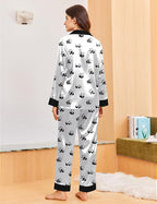 Ekouaer Silk Pajamas for Women Long Sleeve Satin Pajama Set Silky Pj Sets 2 Piece Button Down Loungewear Sleepwear